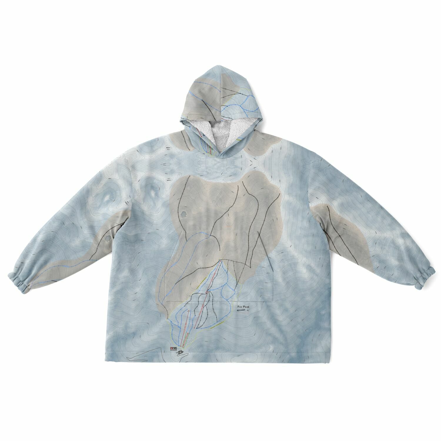 Fox Peak, New Zealand Ski Trail Map - Snug Hoodie