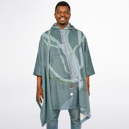 Wapiti Ski Club, British Columbia Ski Resort Map Flannel Blanket Poncho