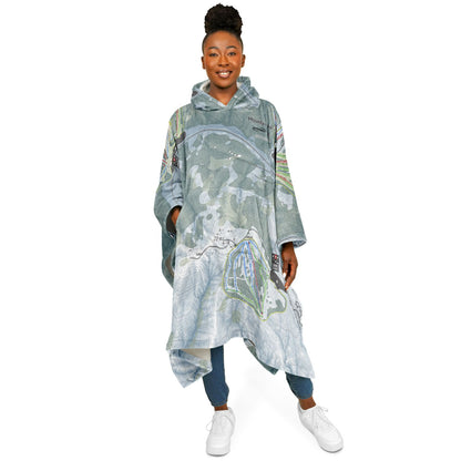 Mountain High, California Ski Resort Map Flannel Blanket Poncho