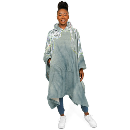 Mt Spokane, Washington Ski Resort Map Flannel Blanket Poncho
