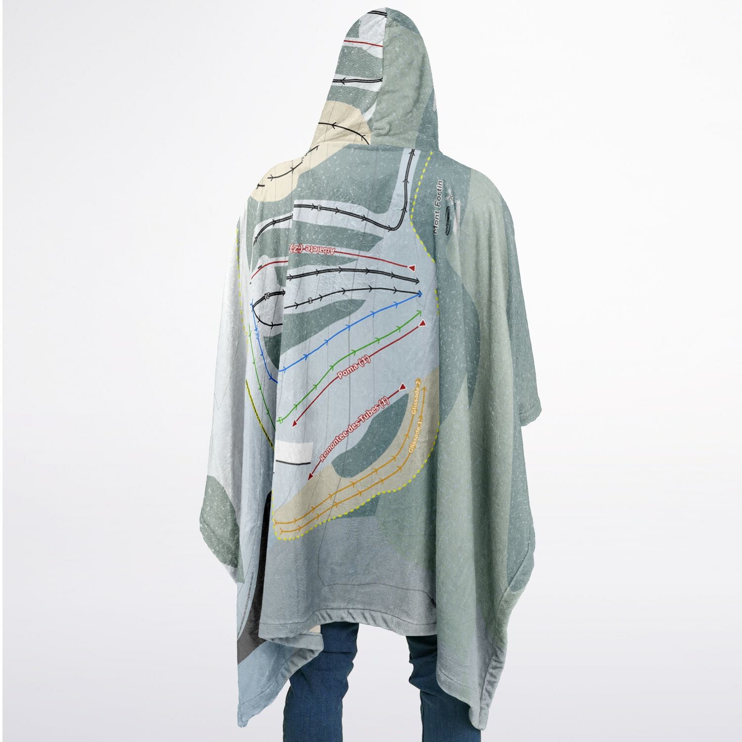 Mont Fortin, Quebec Ski Resort Map Flannel Blanket Poncho