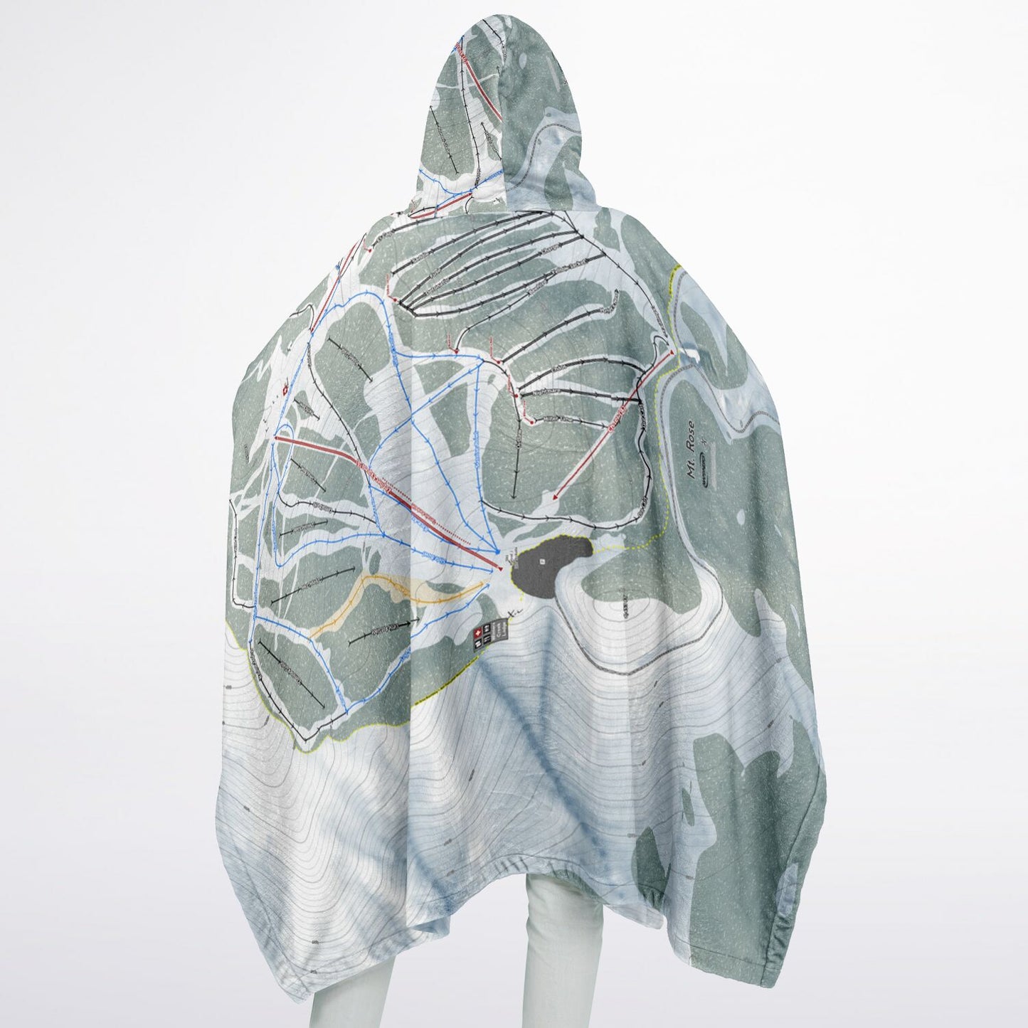 Mt Rose, Nevada Ski Resort Map Flannel Blanket Poncho