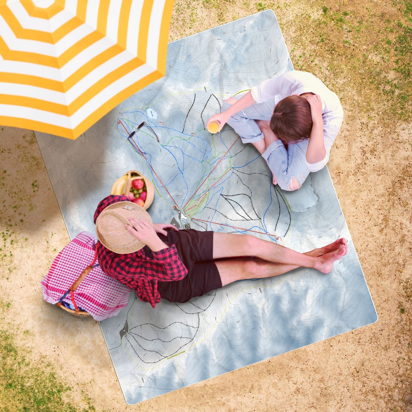 The Remarkables, New Zealand Ski Resort Map Printed Beach Towel