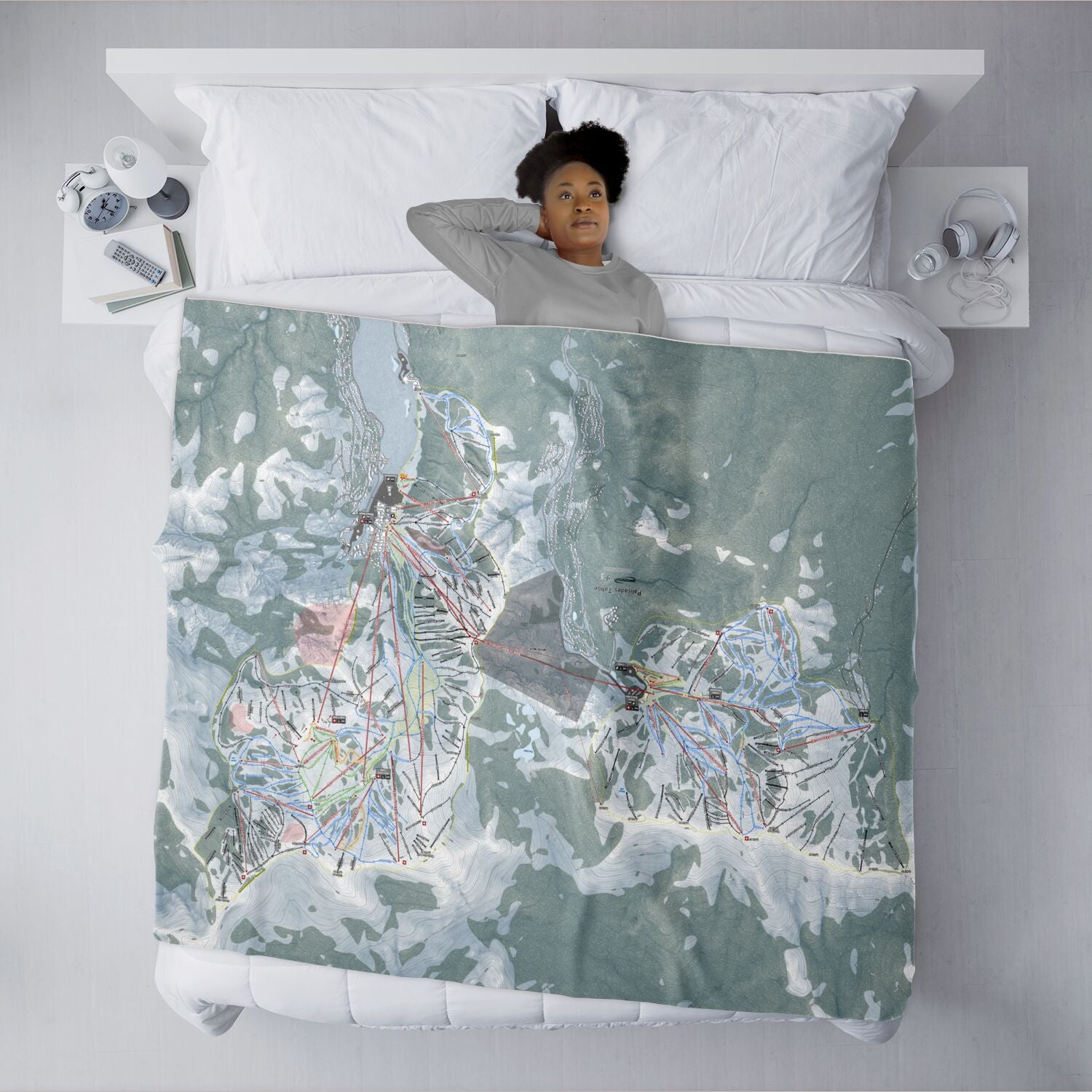 Palisades Tahoe, California Ski Resort Map XL Blanket