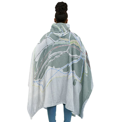 Pomerelle, Idaho Ski Resort Map Flannel Blanket Poncho