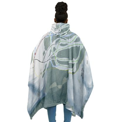 Bear Paw, Montana Ski Resort Map Flannel Blanket Poncho