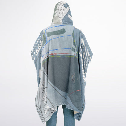 Edmonton Ski Club, Alberta Ski Resort Map Flannel Blanket Poncho