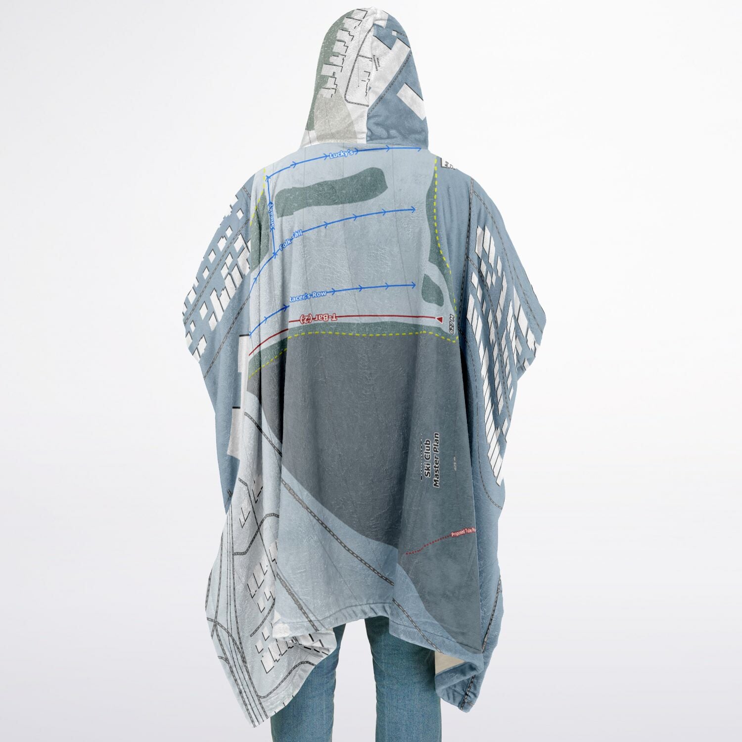 Edmonton Ski Club, Alberta Ski Resort Map Flannel Blanket Poncho