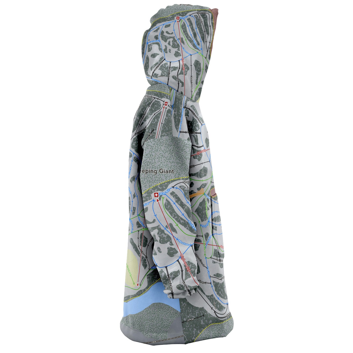 Sleeping Giant, Wyoming Ski Trail Map Snug Hoodie
