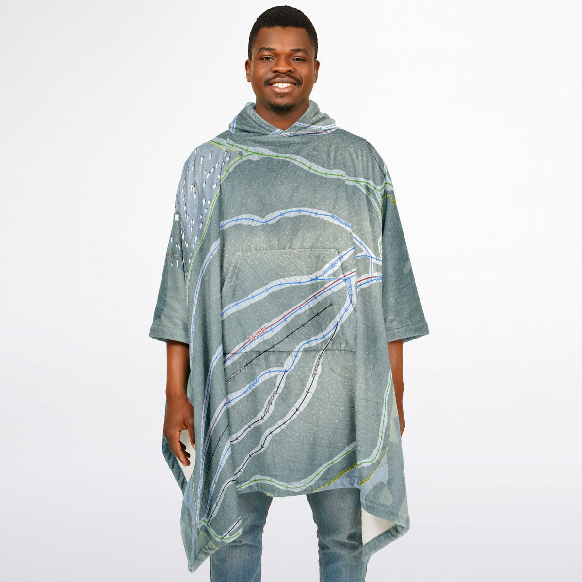 Le Valinouet, Quebec Ski Resort Map Flannel Blanket Poncho