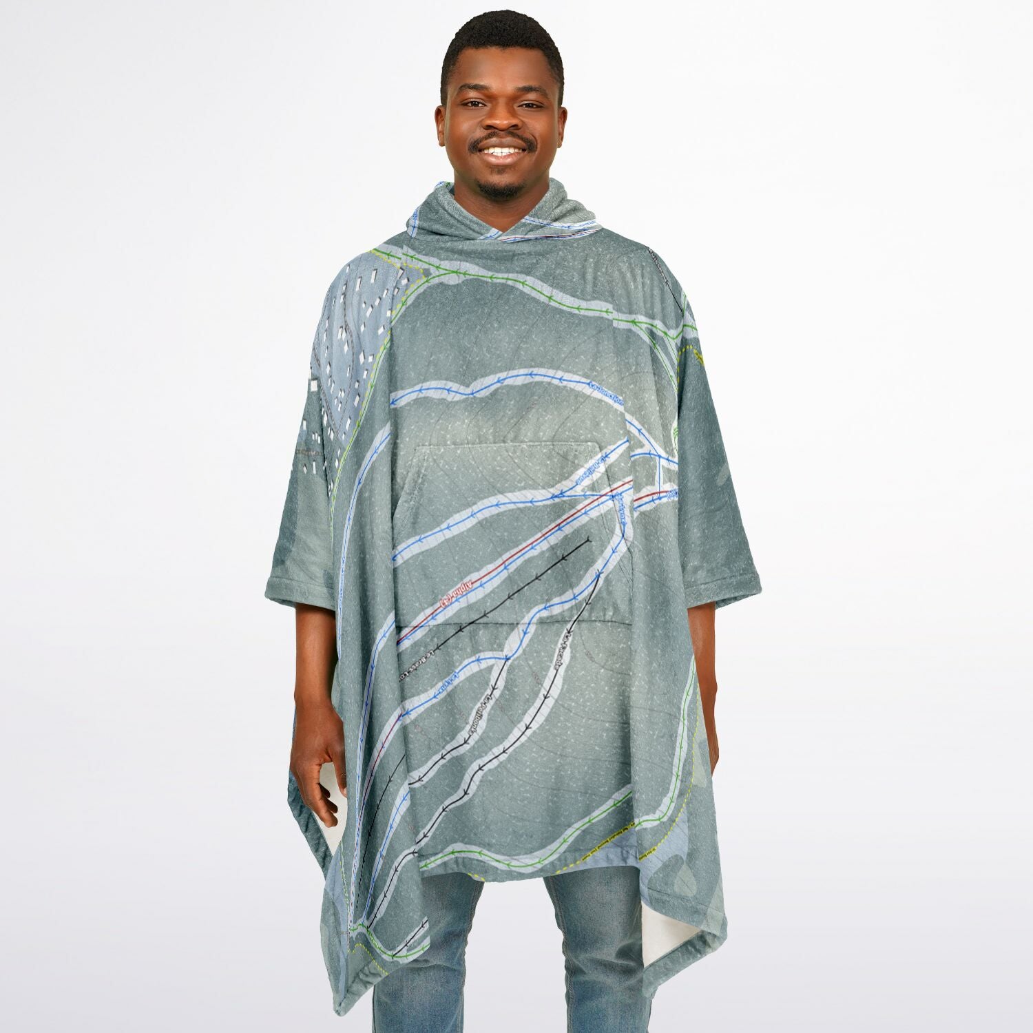 Le Valinouet, Quebec Ski Resort Map Flannel Blanket Poncho