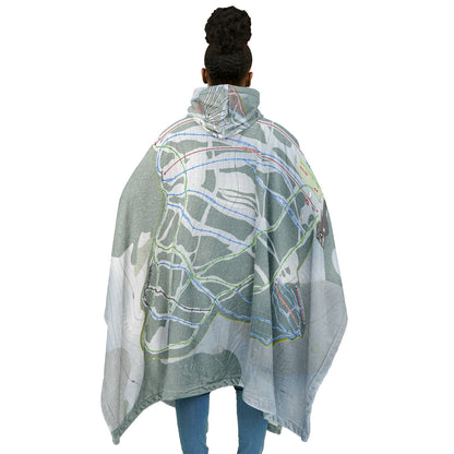 Mt Timothy, British Columbia Ski Resort Map Flannel Blanket Poncho