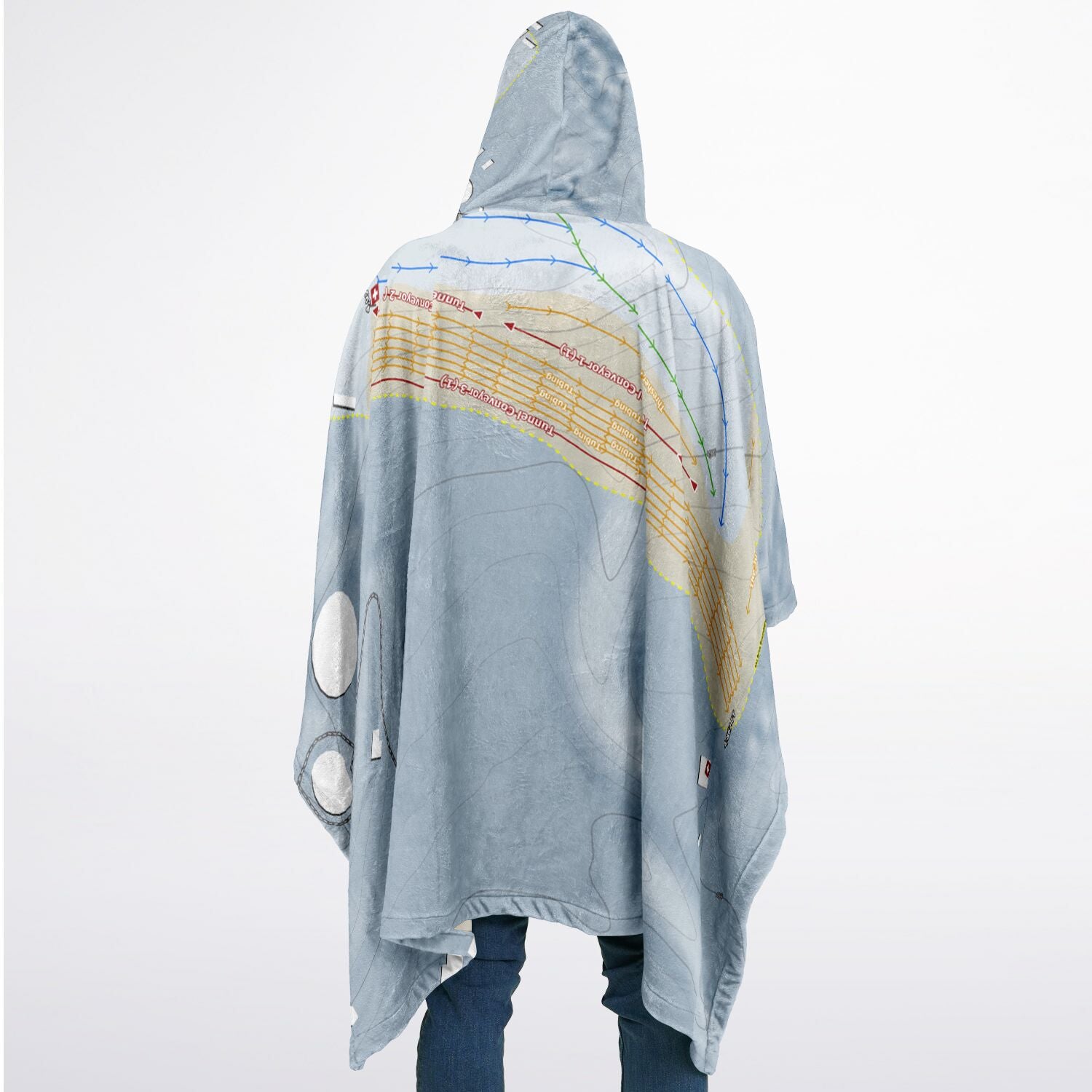 Hoedown Hill, Colorado Ski Resort Map Flannel Blanket Poncho