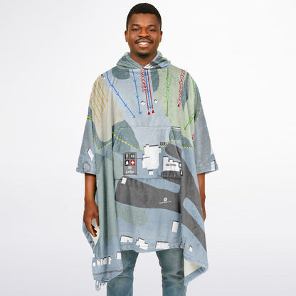 McIntyre, New Hampshire Ski Resort Map Flannel Blanket Poncho