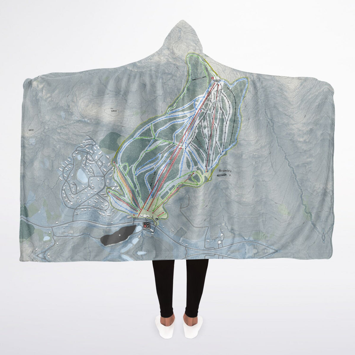 Bromley, Vermont Ski Trail Map - Adult Hooded Blanket