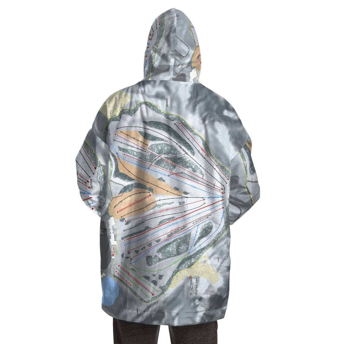 Mt Holly, Michigan Ski Trail Map Snug Hoodie