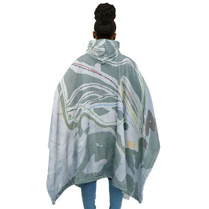Loup Loup, Washington Ski Resort Map Flannel Blanket Poncho
