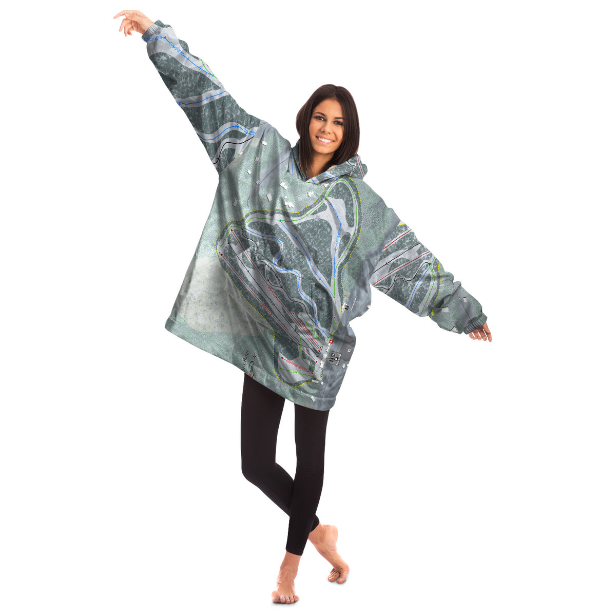 Otis Ridge, Massachusetts Ski Trail Map Snug Hoodie