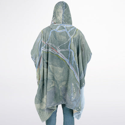 Pleasant Mountain, Maine Ski Resort Map Flannel Blanket Poncho