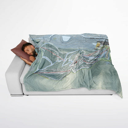 Hunter Mountain, New York Ski Resort Map Flannel Blanket Poncho
