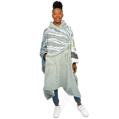 Little Smoky, Alberta Ski Resort Map Flannel Blanket Poncho