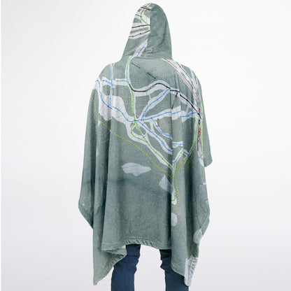Maverick Mountain, Montana Ski Resort Map Flannel Blanket Poncho