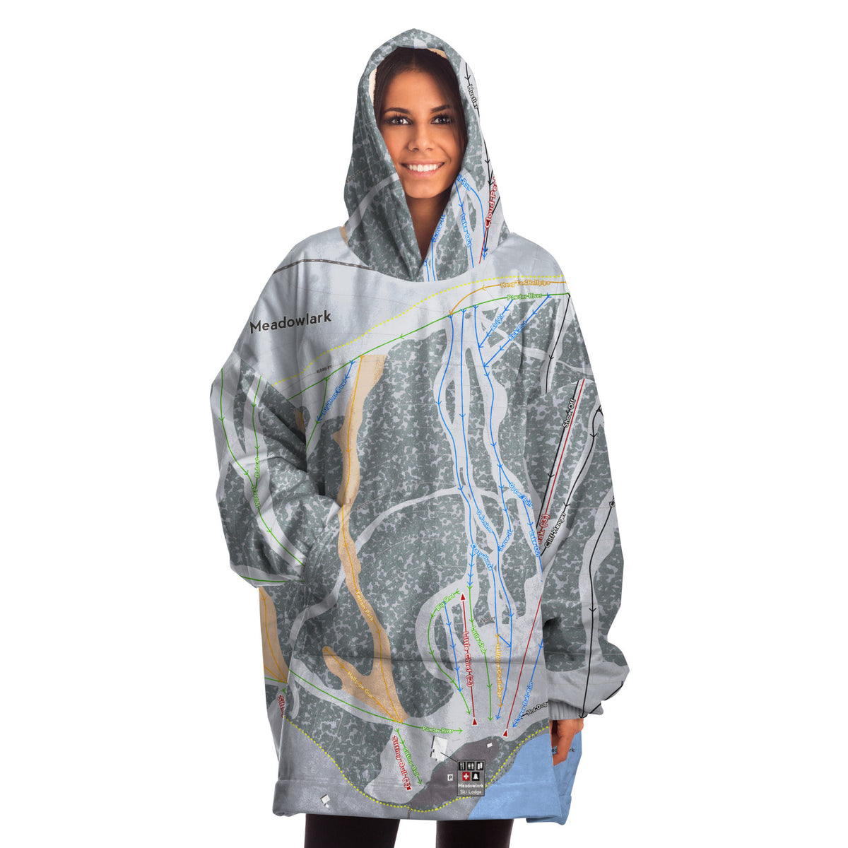 Meadowlark, Wyoming Ski Trail Map Snug Hoodie