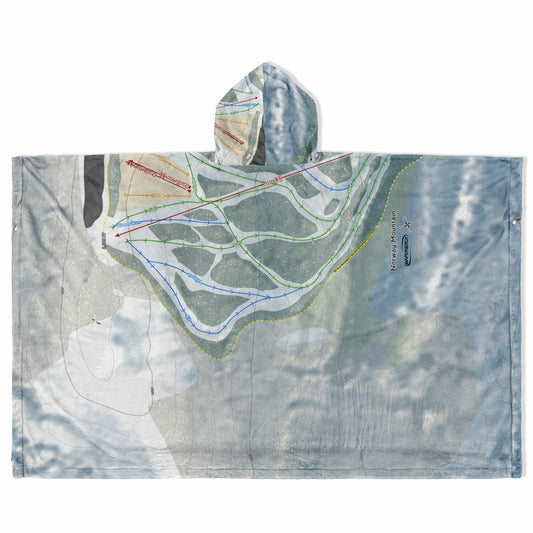 Norway Mountain, Michigan Ski Resort Map Flannel Blanket Poncho