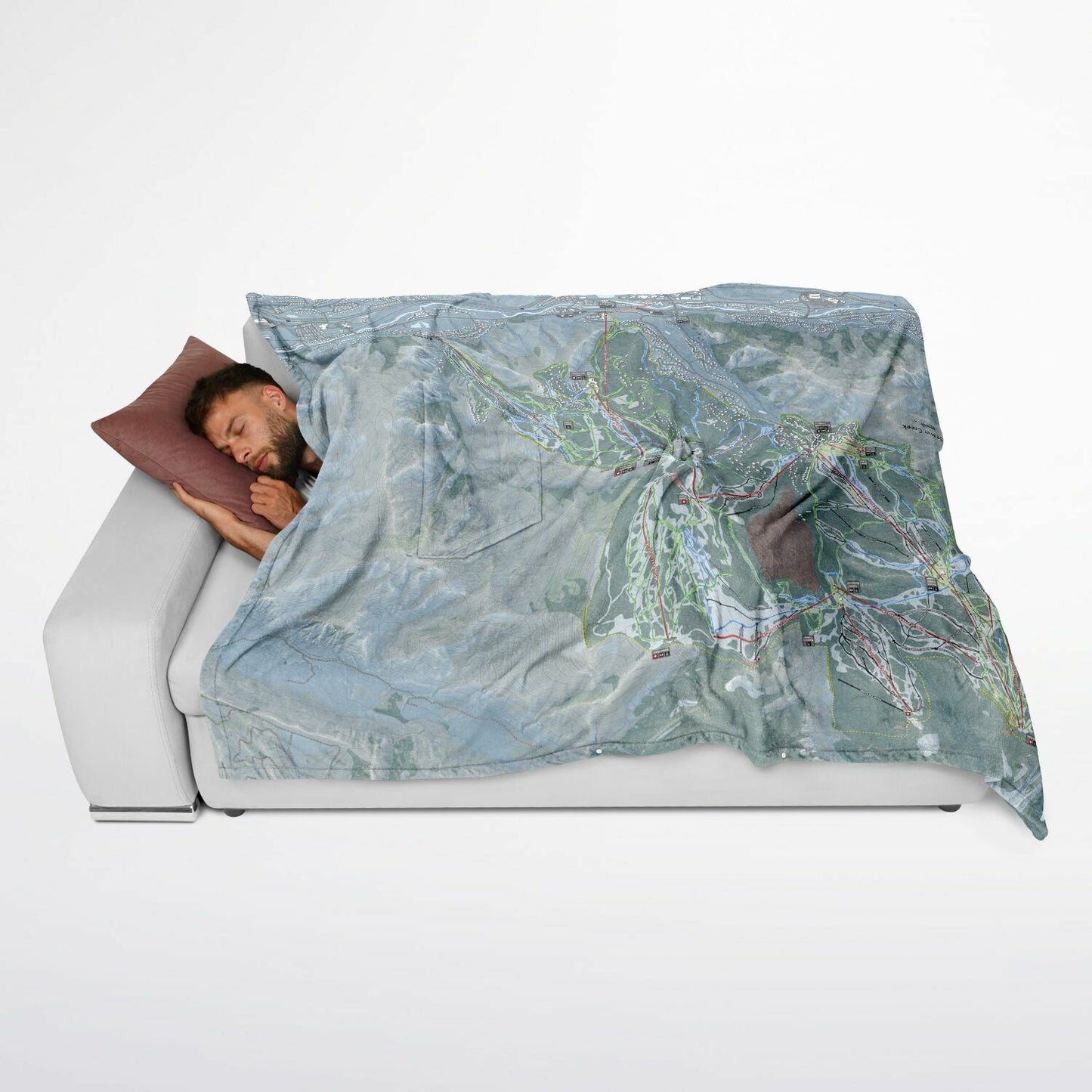 Beaver Creek, Colorado Ski Resort Map Flannel Blanket Poncho
