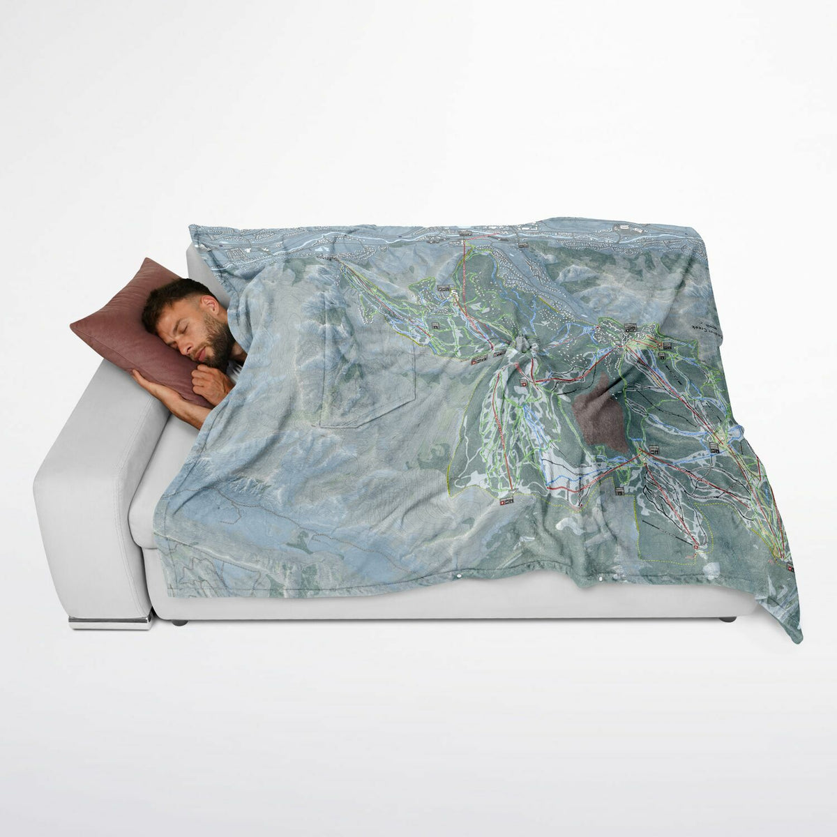 Beaver Creek, Colorado Ski Resort Map Flannel Blanket Poncho