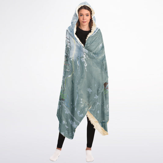 Mt Hood, Oregon Ski Trail Map - Adult Hooded Blanket