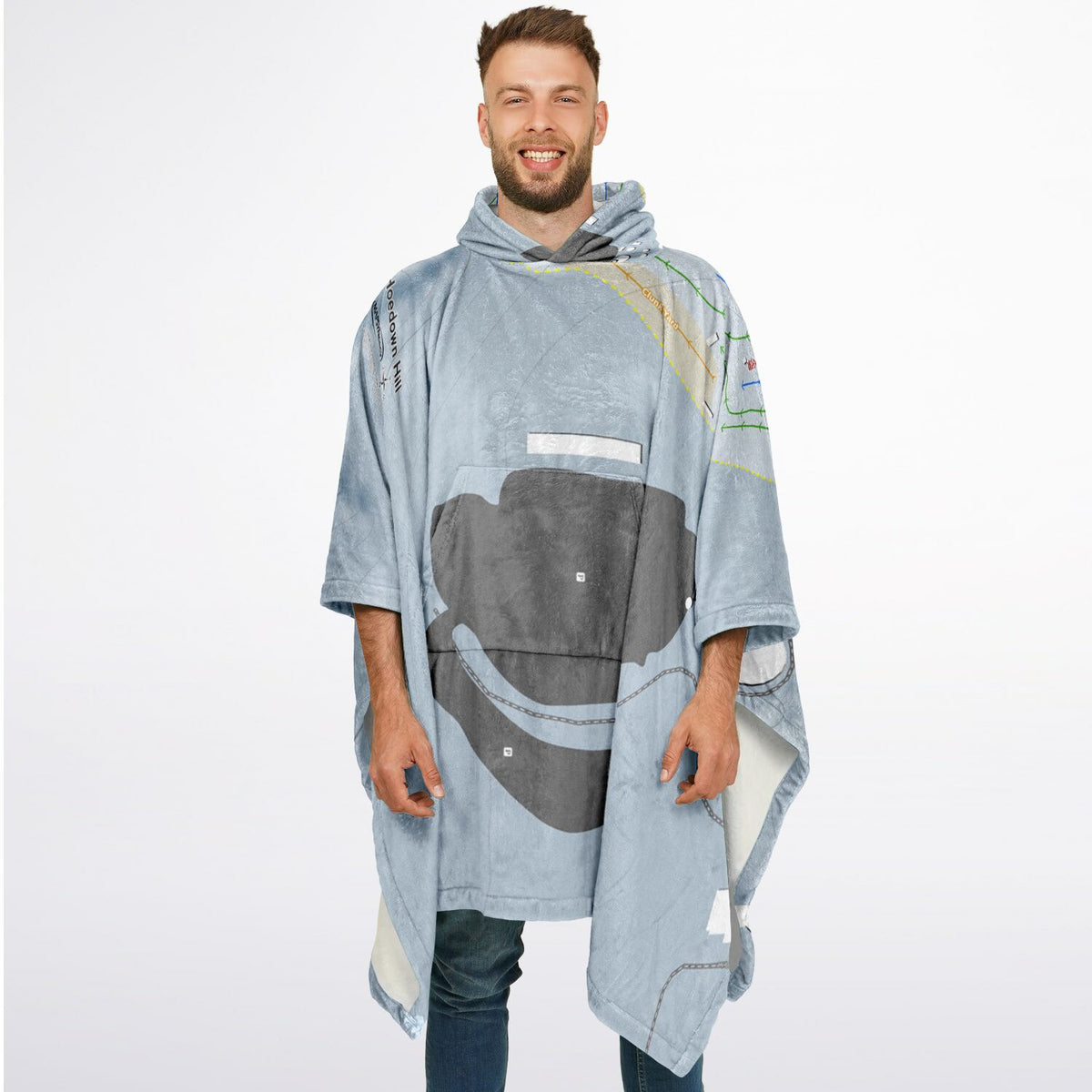 Hoedown Hill, Colorado Ski Resort Map Flannel Blanket Poncho