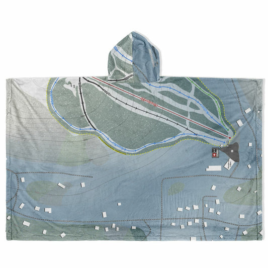 Mont Sauvage, Quebec Ski Resort Map Flannel Blanket Poncho