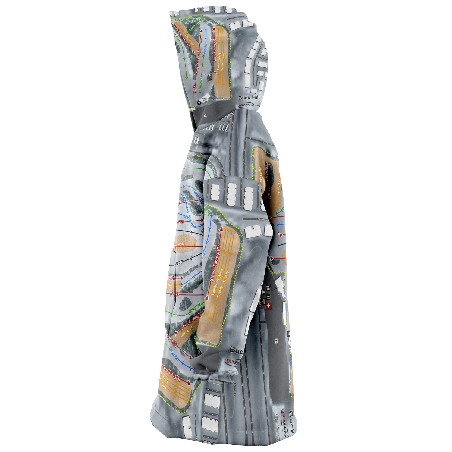 Buck Hill, Minnesota Ski Trail Map Snug Hoodie - Powderaddicts
