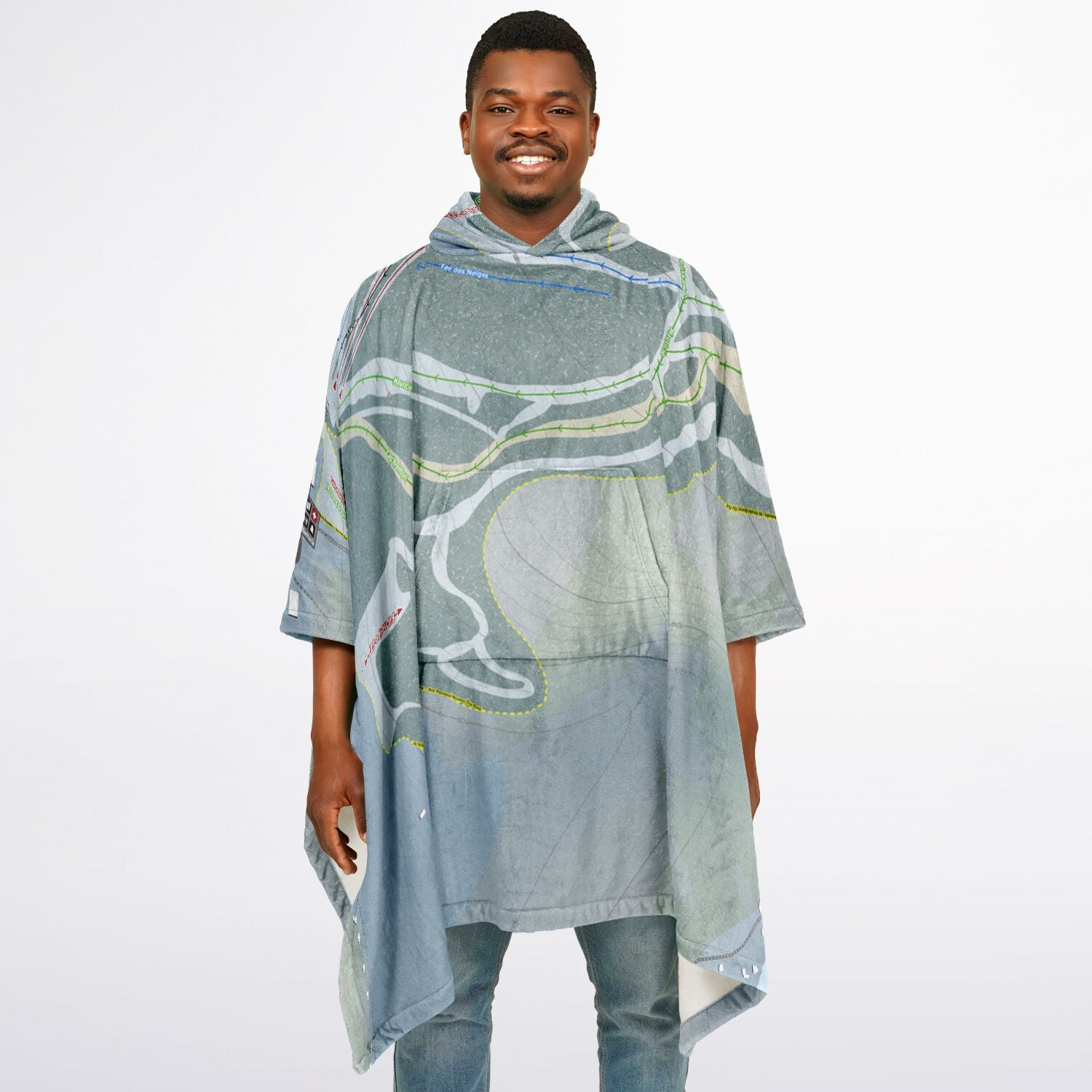 Vallee Du Parc, Quebec Ski Resort Map Flannel Blanket Poncho