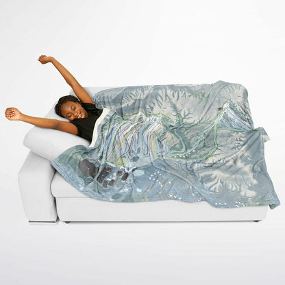 The Highlands, Michigan Ski Resort Map Flannel Blanket Poncho