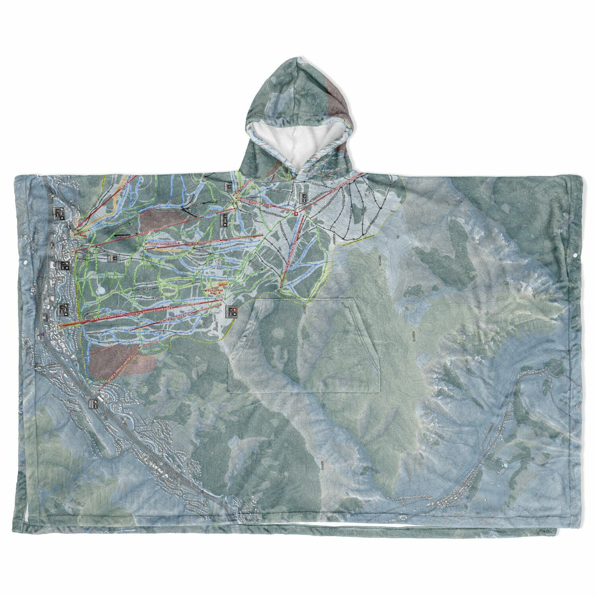 Vail, Colorado Ski Resort Map Flannel Blanket Poncho