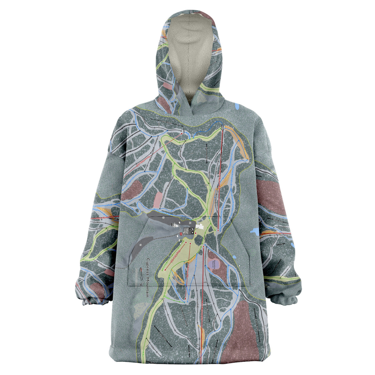 Cypress Mountain, British Columbia Ski Trail Map Snug Hoodie