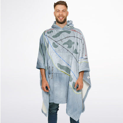 Echo Valley, Washington Ski Resort Map Flannel Blanket Poncho