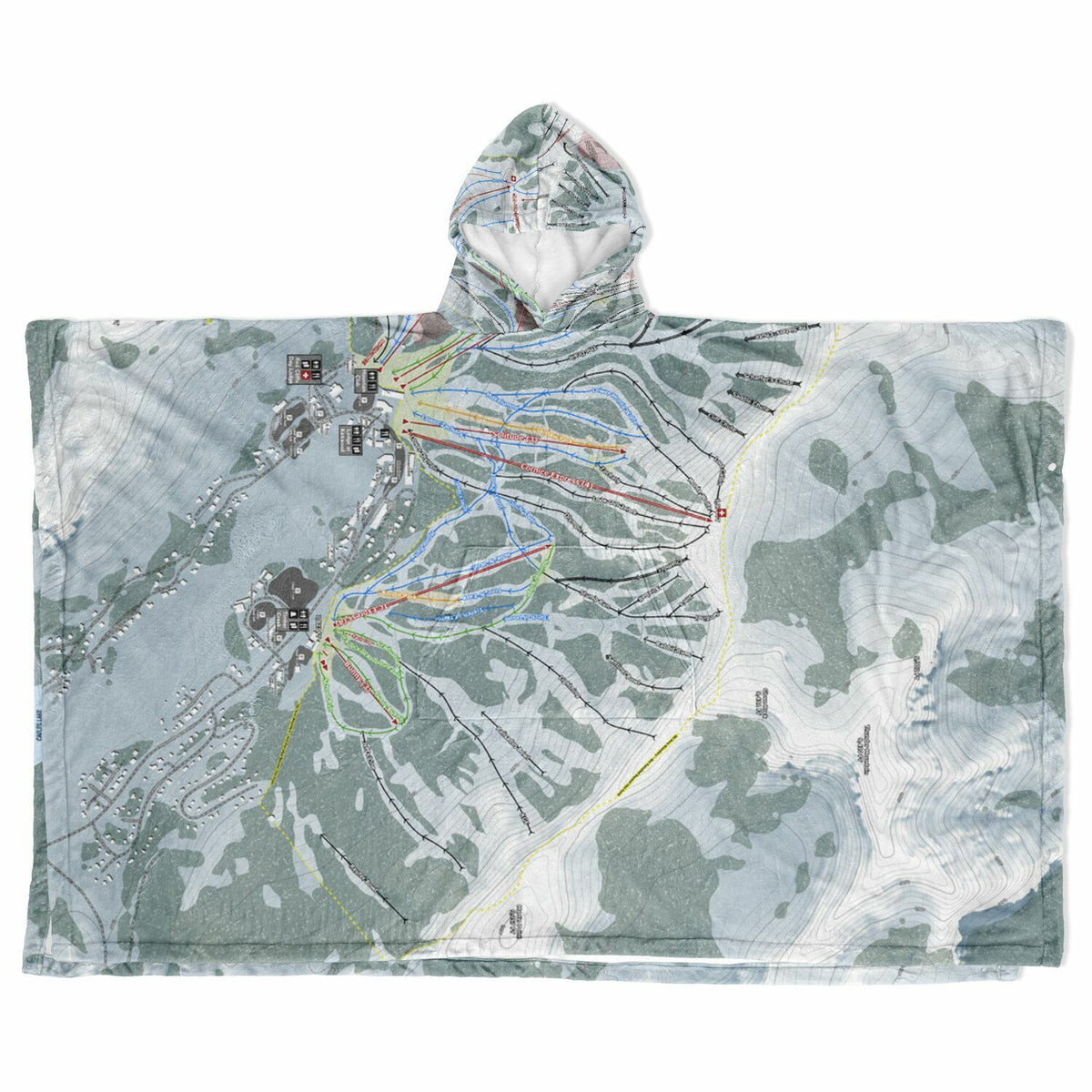 Kirkwood, California Ski Resort Map Flannel Blanket Poncho