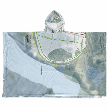 Pinnacle Ski Club, Maine Ski Resort Map Flannel Blanket Poncho