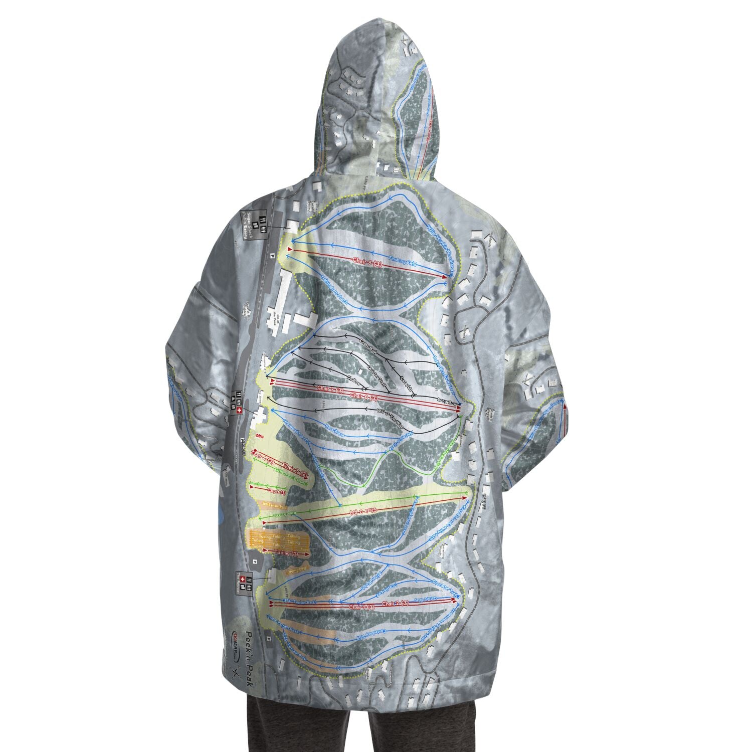 Peek'n Peak, New York Ski Trail Map Snug Hoodie
