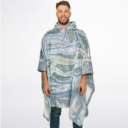 Marquette Mountain, Michigan Ski Resort Map Flannel Blanket Poncho