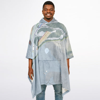 Mt Zion, Michigan Ski Resort Map Flannel Blanket Poncho