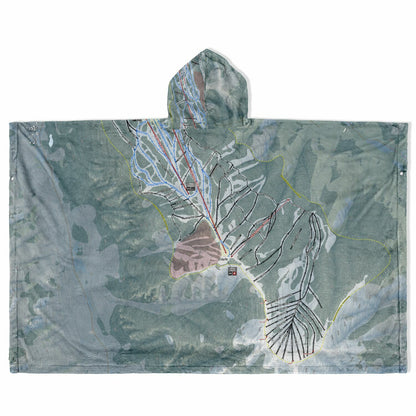 Aspen Highlands, Colorado Ski Resort Map Flannel Blanket Poncho