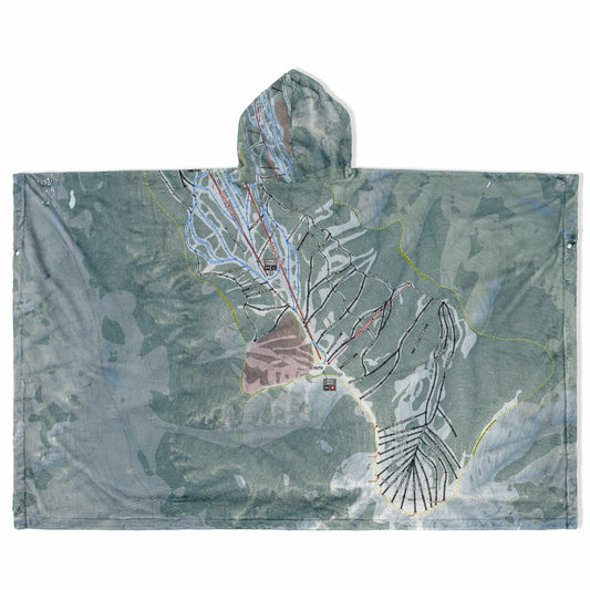 Aspen Highlands, Colorado Ski Resort Map Flannel Blanket Poncho
