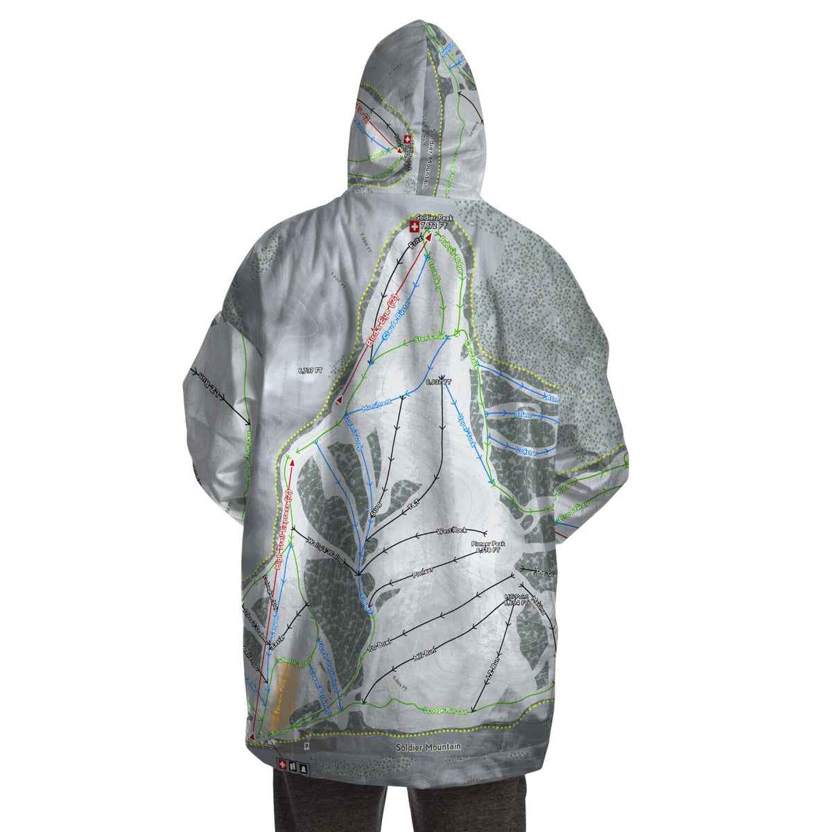 Soldier Mountain, Idaho Ski Trail Map - Snug Hoodie