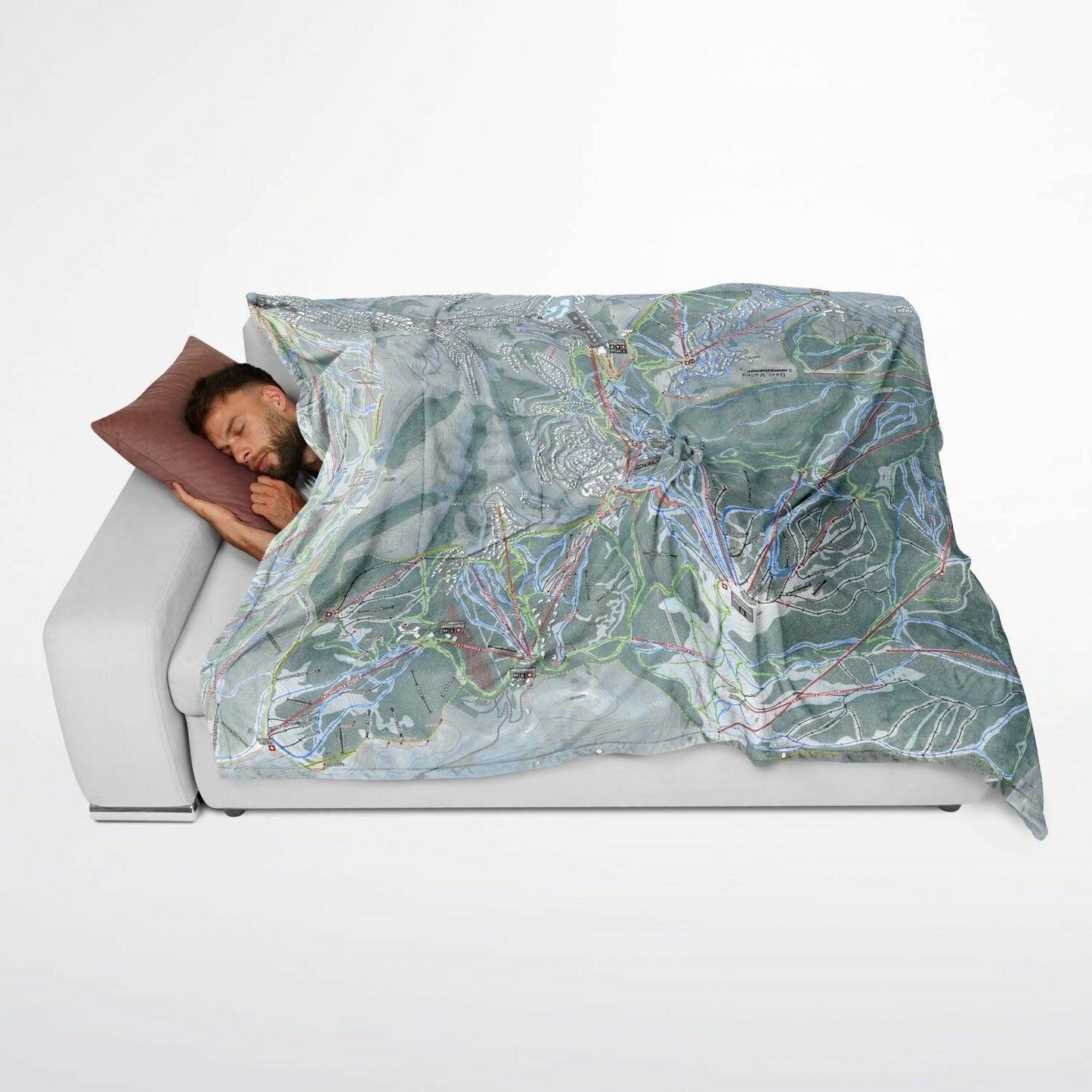 Deer Valley, Utah Ski Resort Map Flannel Blanket Poncho