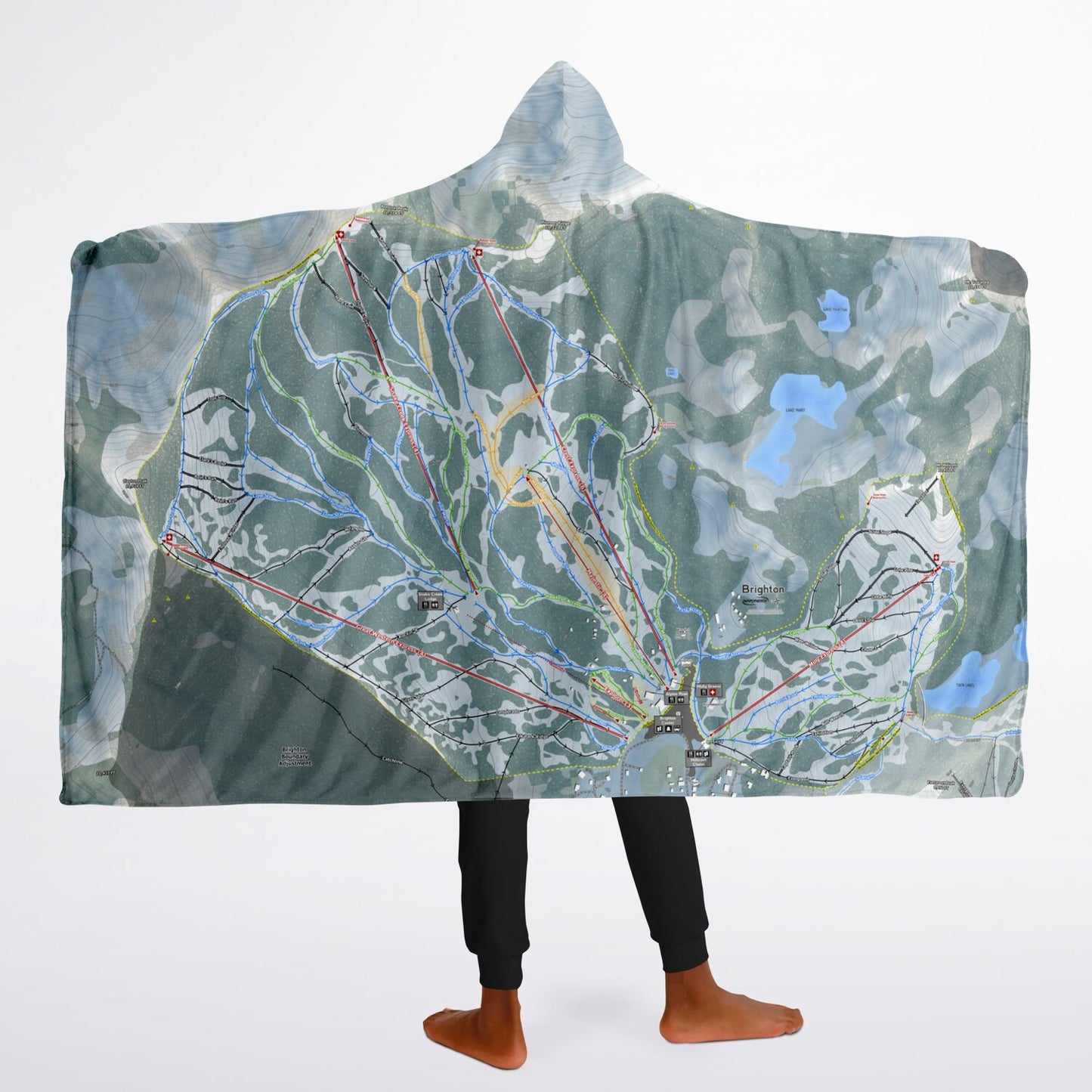 Brighton, Utah Ski Trail Map - Youth Hooded Blanket