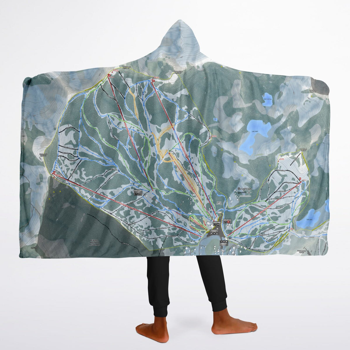 Brighton, Utah Ski Trail Map - Youth Hooded Blanket